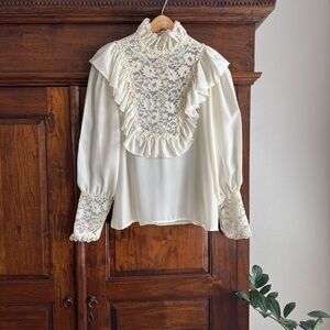 Vintage 70s Andrée Gaye for The Shirt Off My Back Lace Prairie Blouse